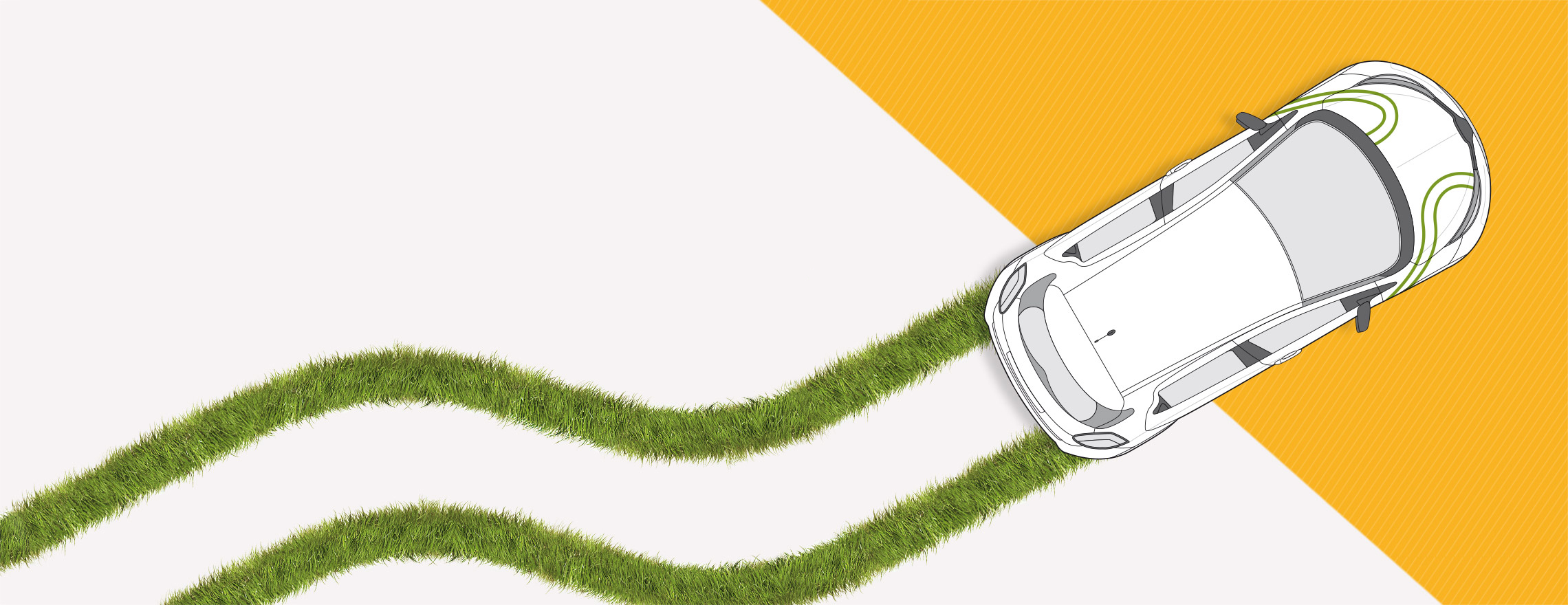 Jetzt umweltfreundlich mobil werden - E-Auto hinterlässt Grasspuren